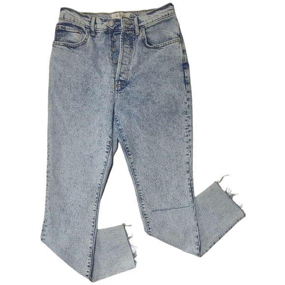 Free people "We the free" acid wash skinny jeans with fringe size 29 - Picture 1 of 7